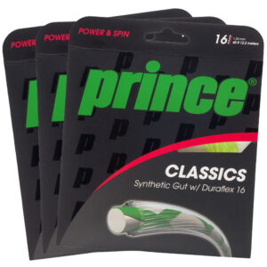 Corda Prince Synthetic Gut Duraflex 16L 1.30mm Verde Limão - Pack com 03 Set Individual