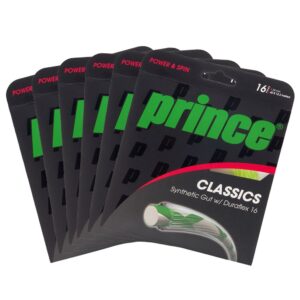 Corda Prince Synthetic Gut Duraflex 16L 1.30mm Verde Limão - Pack com 06 Set Individual